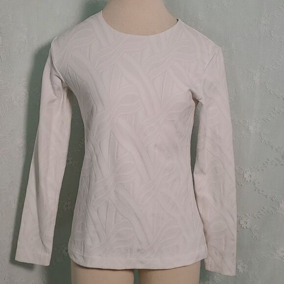 ANDRIA LIEW, STRETCH TOP, size small, white. Beautiful fabric. - Picture 1 of 10